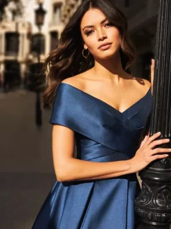 Robe de mariée pour mère de mariée col en v sans manches plissée ligne a robes d'invitées pour mariage