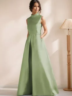 Robe de mariée pour mère de la mariée col en V sans manches coupe trapèze longueur au sol robes d'invitées pour mariage