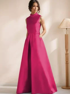 Robe de mariée pour mère de la mariée col en V sans manches coupe trapèze longueur au sol robes d'invitées pour mariage