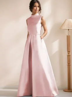 Robe de mariée pour mère de la mariée col en V sans manches coupe trapèze longueur au sol robes d'invitées pour mariage