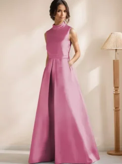 Robe de mariée pour mère de la mariée col en V sans manches coupe trapèze longueur au sol robes d'invitées pour mariage