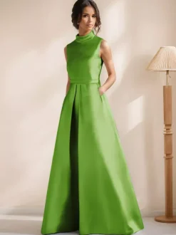 Robe de mariée pour mère de la mariée col en V sans manches coupe trapèze longueur au sol robes d'invitées pour mariage