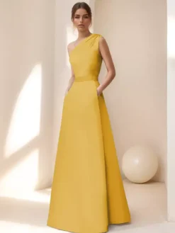 Robe de mariée pour mère de la mariée décolleté sans manches ligne A ceinture longueur au sol robes d'invitées pour mariage