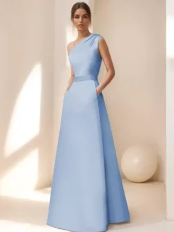 Robe de mariée pour mère de la mariée décolleté sans manches ligne A ceinture longueur au sol robes d'invitées pour mariage