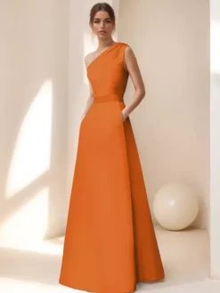 Robe de mariée pour mère de la mariée décolleté sans manches ligne A ceinture longueur au sol robes d'invitées pour mariage