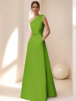 Robe de mariée pour mère de la mariée décolleté sans manches ligne A ceinture longueur au sol robes d'invitées pour mariage