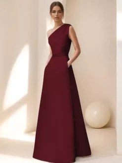 Robe de mariée pour mère de la mariée décolleté sans manches ligne A ceinture longueur au sol robes d'invitées pour mariage