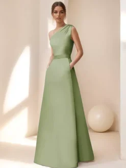Robe de mariée pour mère de la mariée décolleté sans manches ligne A ceinture longueur au sol robes d'invitées pour mariage