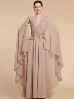 Robe de mariée pour mère de la mariée décolleté sans manches coupe trapèze volants robes d'invitées pour mariage