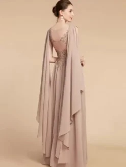 Robe de mariée pour mère de la mariée décolleté sans manches coupe trapèze volants robes d'invitées pour mariage