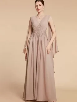 Robe de mariée pour mère de la mariée décolleté sans manches coupe trapèze volants robes d'invitées pour mariage