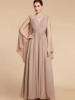 Robe de mariée pour mère de la mariée décolleté sans manches coupe trapèze volants robes d'invitées pour mariage