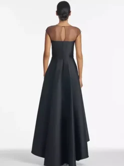 Robe de mariée pour mère de la mariée décolleté illusion sans manches coupe A plissée robes d'invitées de mariage