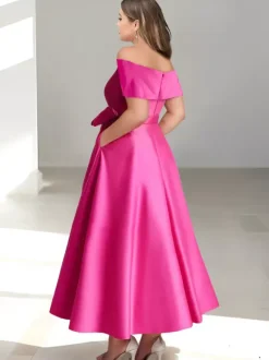 Robe de mariée pour mère épaules dénudées sans manches ligne a robes d'invitées de mariage