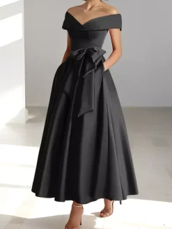 Robe de mariée pour mère épaules dénudées sans manches ligne a robes d'invitées de mariage