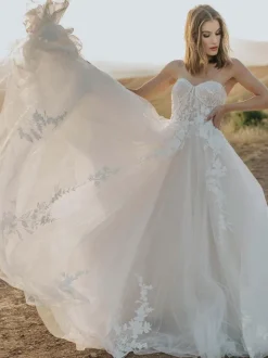 Robe de mariée princesse 2026 A-ligne avec train chérie cou sans manches dentelle robes de mariée personnalisation gratuite
