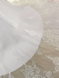 Robe de mariée rose col rond manche longue transparente à traîne robe de mariage Robe de mariée colorée