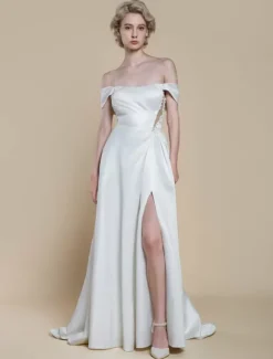 Robe de mariée simple robe de bal décolleté sans manches perles 20 cm
