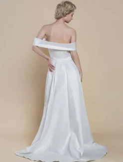 Robe de mariée simple robe de bal décolleté sans manches perles 20 cm