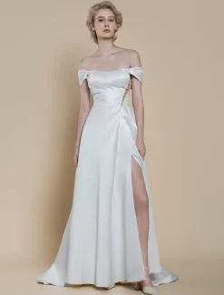 Robe de mariée simple robe de bal décolleté sans manches perles 20 cm