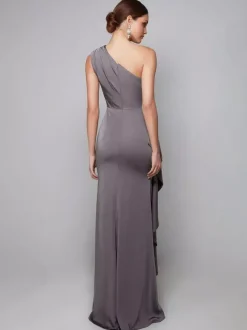 Robe de mère asymétrique plissée à une épaule robes d'invitées de forme sirène pour mariage