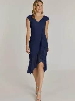 Robe de mère col en V manches courtes robes d'invitées de mariage plissées courtes