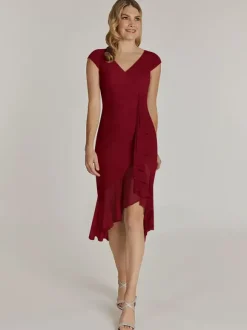 Robe de mère col en V manches courtes robes d'invitées de mariage plissées courtes