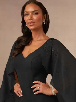 Robe de mère combinaison sans manches col en v longueur au sol robes d'invitées de mariage