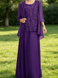 Robe de mère de la mariée col bijou manches 3/4 dentelle robe d'invitée pour un mariage
