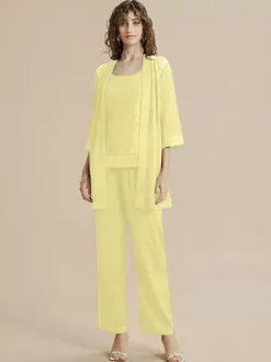 Robe de mère de la mariée col bijou manches 3/4 dentelle longueur cheville pour invitée de mariage