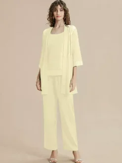 Robe de mère de la mariée col bijou manches 3/4 dentelle longueur cheville pour invitée de mariage