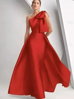 Robe de mère de la mariée décolleté travaillé sans manches coupe trapèze n艙uds robe d'invitée de mariage