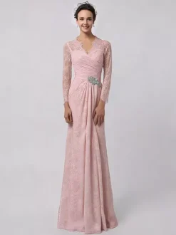 Robe de mère de mariée manche longue transparente au sol robe de cocktail de mariage