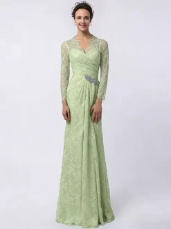 Robe de mère de mariée manche longue transparente au sol robe de cocktail de mariage