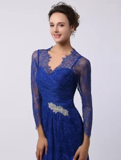 Robe de mère de mariée manche longue transparente au sol robe de cocktail de mariage