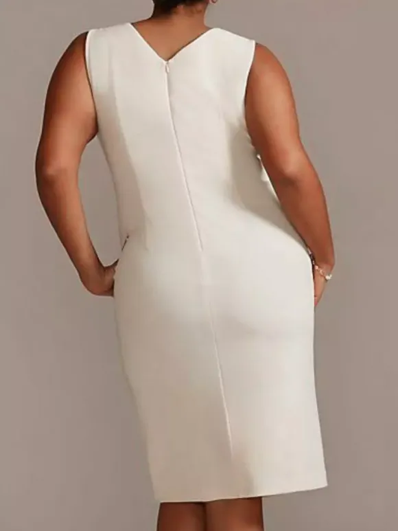 Robe de mère de mariée robe de cocktaile de soirée de mariage ivoire deux pièces col rond en dentelle et tissu de satin