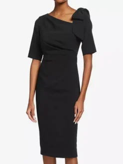 Robe de mère de mariée robe d'invitée de mariage décolleté demi manches au genou