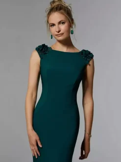 Robe de mère de mariée robe d'invitée de mariage col rond sans manche au sol