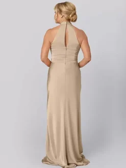 Robe de mère licou sans manches fourreau découpée longueur au sol robes d'invité pour mariage