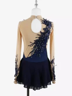 Robe de patinage Black Swan en maille perlée élégante pour femmes et filles