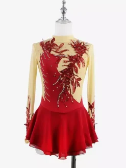 Robe de patinage Black Swan en maille perlée élégante pour femmes et filles