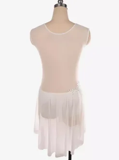 Robe de patinage sans manches en maille illusion nude ornée de strass vêtements de performance