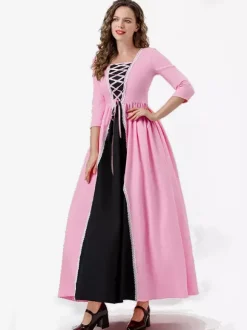 Robe de princesse rose robe de soirée de palais robe longue de magicien