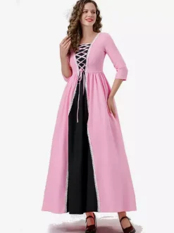 Robe de princesse rose robe de soirée de palais robe longue de magicien