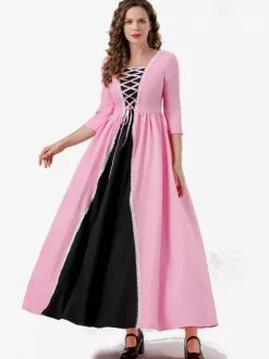 Robe de princesse rose robe de soirée de palais robe longue de magicien