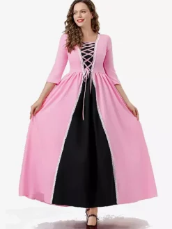 Robe de princesse rose robe de soirée de palais robe longue de magicien