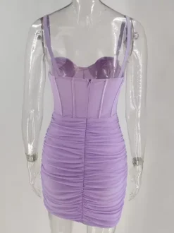 Robe de soirée à bretelles dos nu lilas sexy