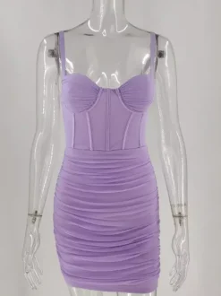 Robe de soirée à bretelles dos nu lilas sexy