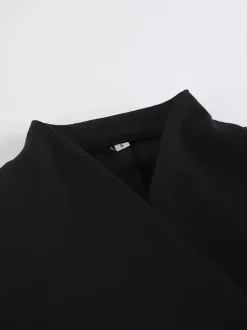 Robe de soirée à col montant boutons dorés manches longues poche blazer de bureau