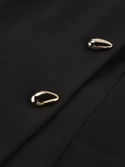 Robe de soirée à col montant boutons dorés manches longues poche blazer de bureau
